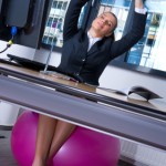 woman stretching in office woman stretching in office